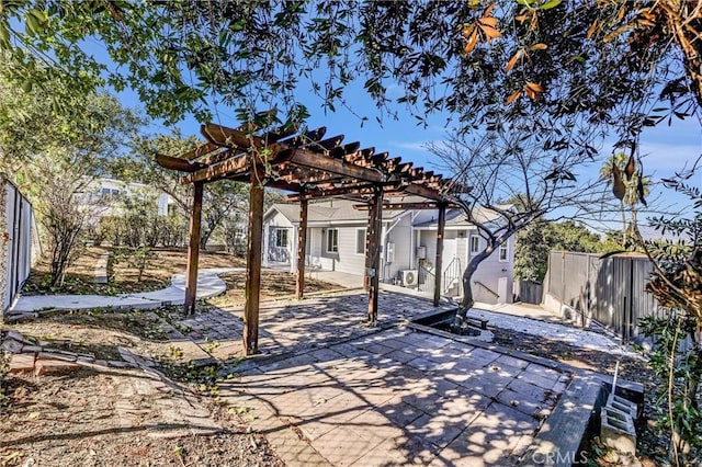 view of patio featuring a pergola