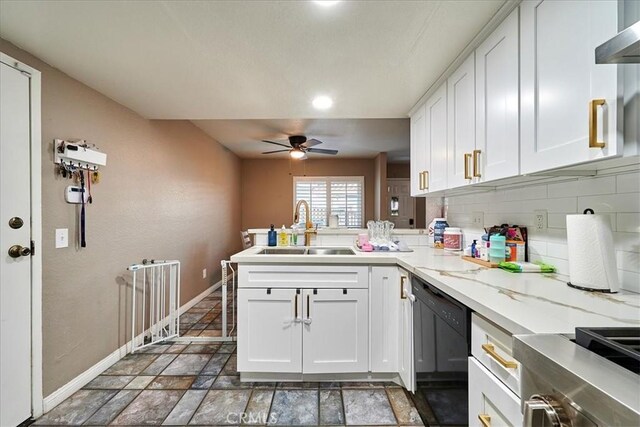6949 Laguna Pl Unit B1, Rancho Cucamonga, CA 91701 - kitchen featuring white cabinetry, dishwasher, stove, and sink