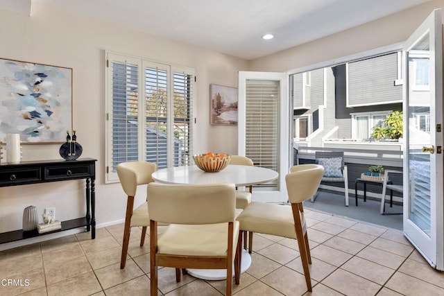 view of tiled dining area