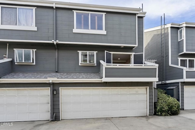 exterior space featuring a garage