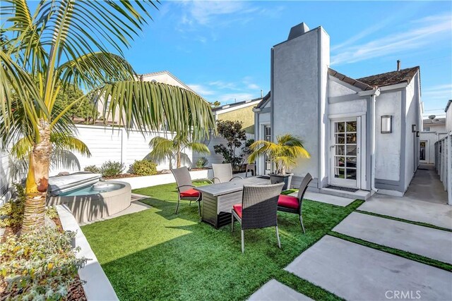 view of yard with a patio and a swimming pool