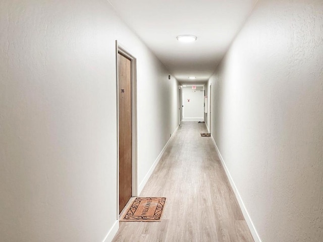 corridor with light hardwood / wood-style flooring