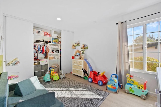 rec room featuring wood-type flooring and a wealth of natural light