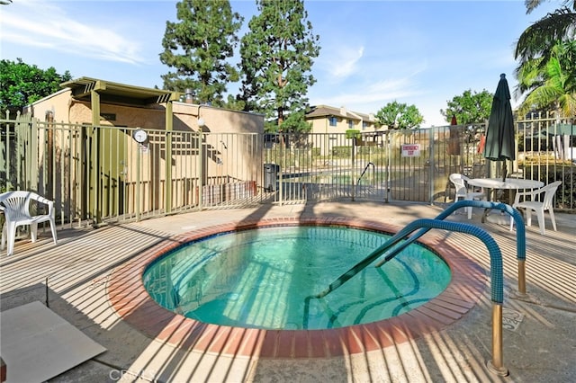 view of swimming pool with a patio area