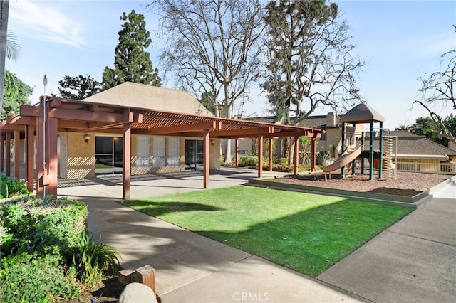 view of play area featuring a yard