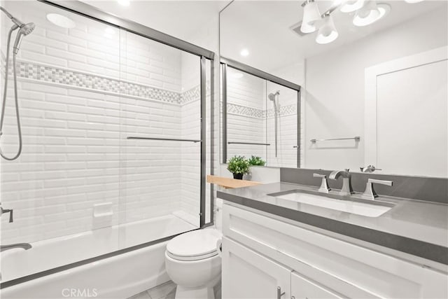 6770 Oak Ave, Arcadia, CA 91007 - bathroom with vanity, bath / shower combo with glass door, and toilet