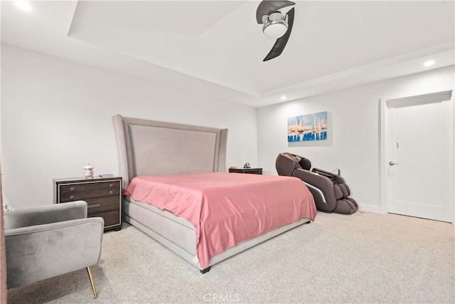 6770 Oak Ave, Arcadia, CA 91007 - bedroom featuring carpet flooring, recessed lighting, a raised ceiling, ceiling fan, and baseboards