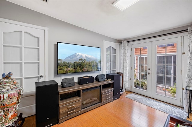 interior space featuring hardwood / wood-style floors and french doors