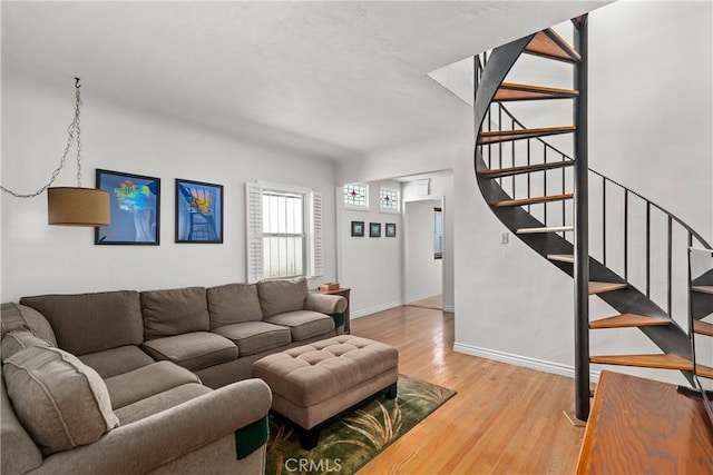 living room with hardwood / wood-style floors