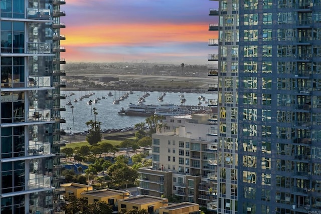 view of city featuring a water view