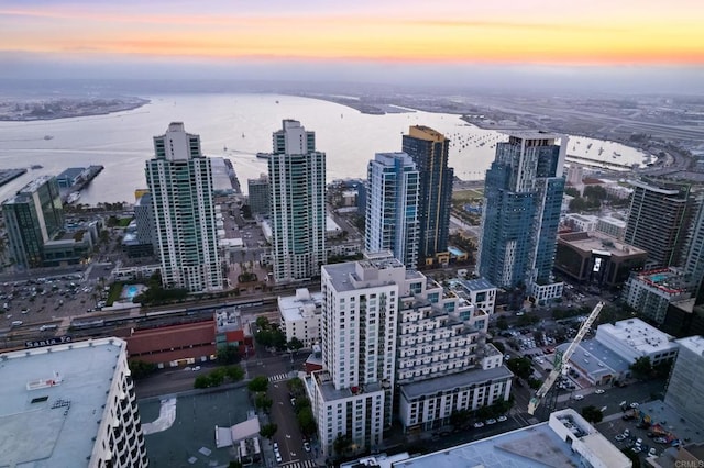 property's view of city with a water view