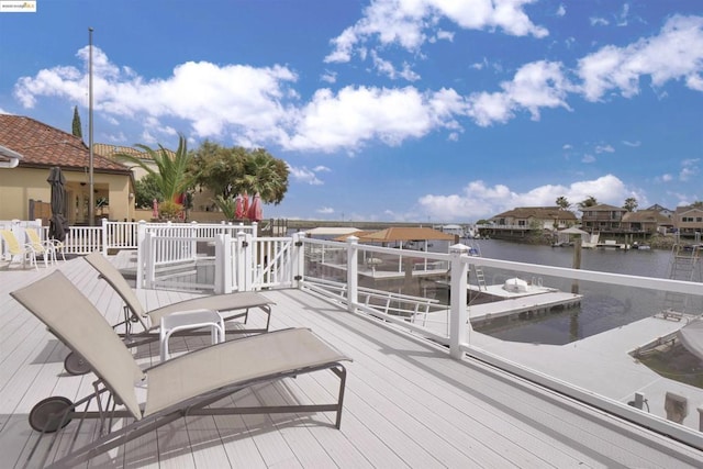 deck with a water view