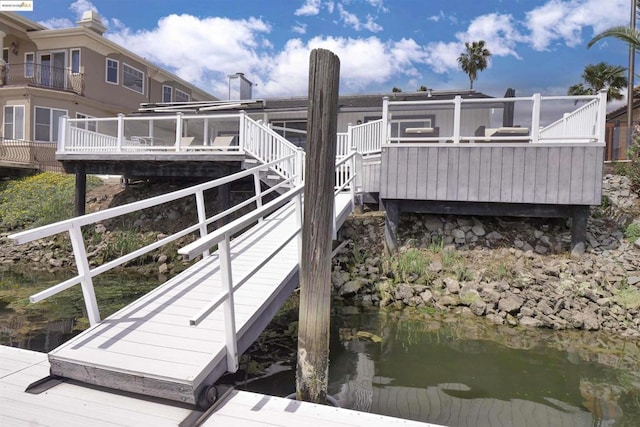 view of dock featuring a water view