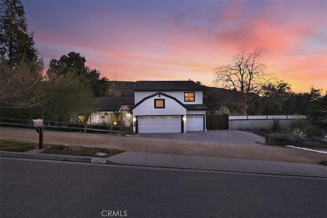 view of front of house with a garage