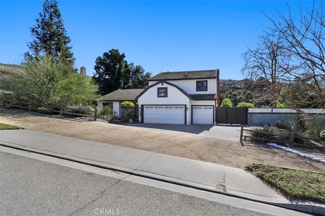 view of front of property with a garage