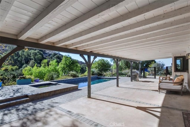 view of swimming pool with a patio