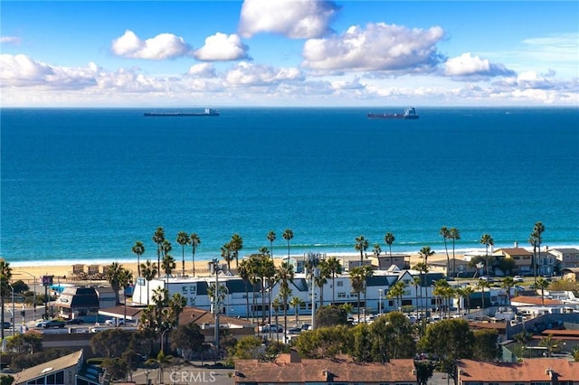 view of water feature with a view of the beach