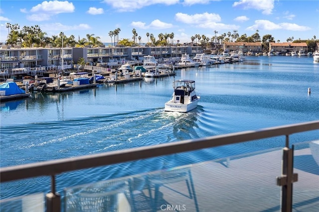 view of dock featuring a water view