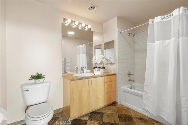 285 W 6th St Unit 426, San Pedro, CA 90731 - bathroom featuring vanity, shower / bath combination with curtain, and stone finish floors
