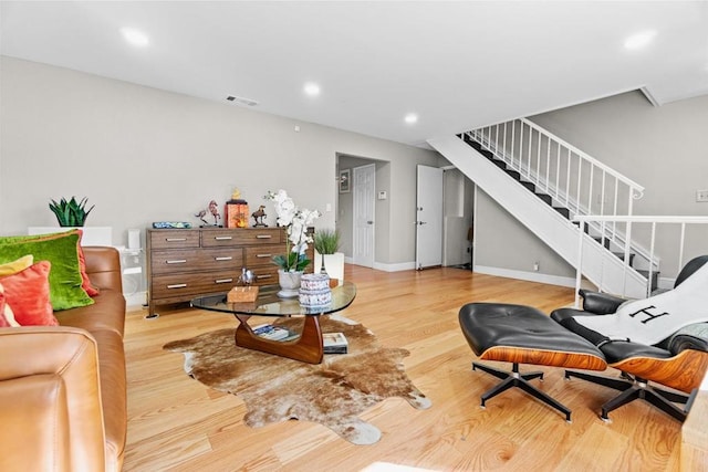 living room featuring light hardwood / wood-style floors