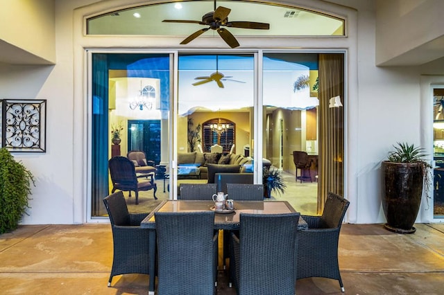 view of patio with ceiling fan