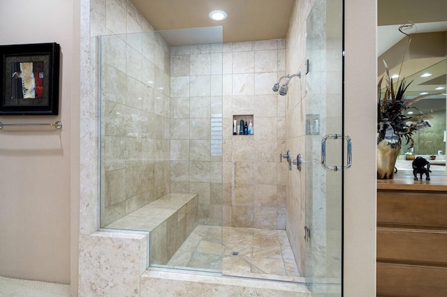 bathroom featuring walk in shower