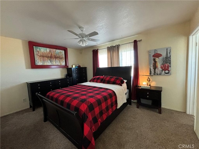 bedroom with carpet and ceiling fan