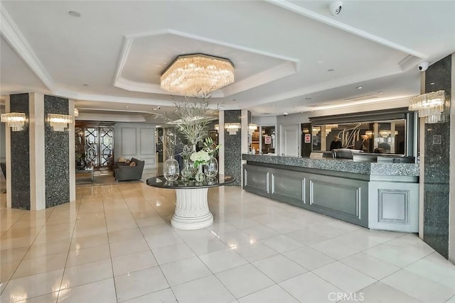 reception area with ornate columns