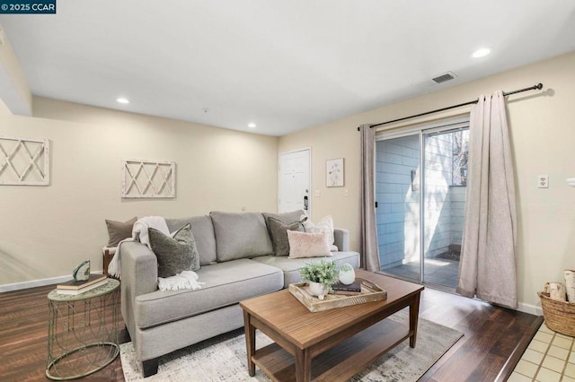 living room with hardwood / wood-style floors