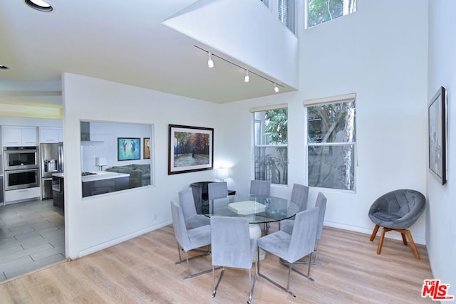 dining room with light hardwood / wood-style flooring