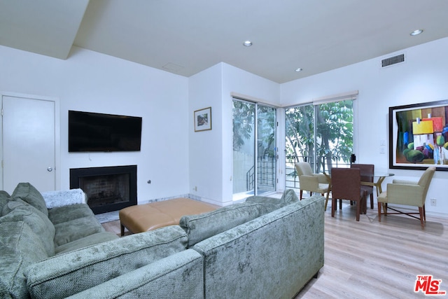 living room with light wood-type flooring