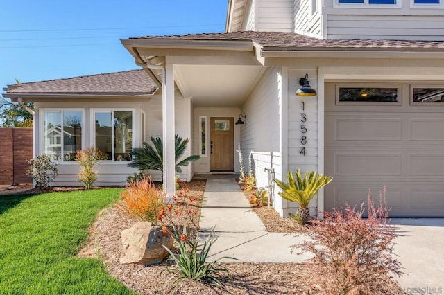 entrance to property with a garage