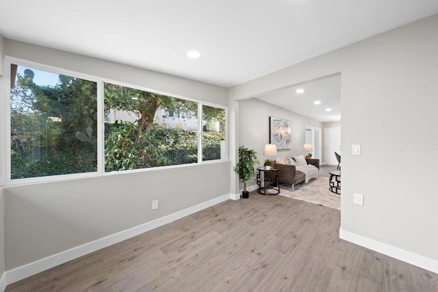 sitting room with light hardwood / wood-style floors