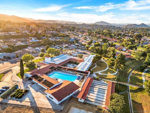 aerial view with a mountain view