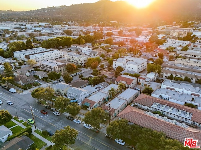 view of aerial view at dusk