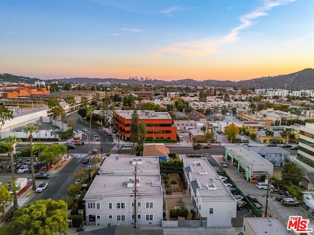 view of aerial view at dusk