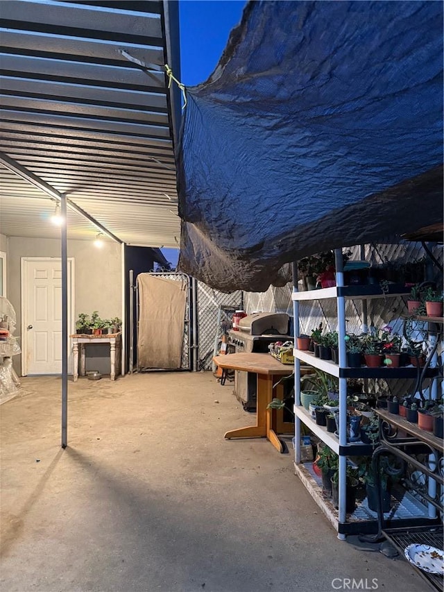 view of patio with a pergola and grilling area