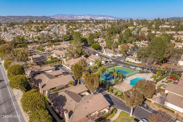 bird's eye view with a mountain view