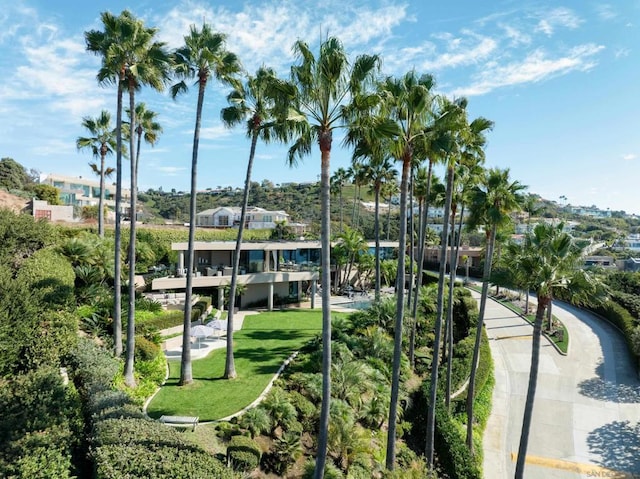 view of home's community with a yard