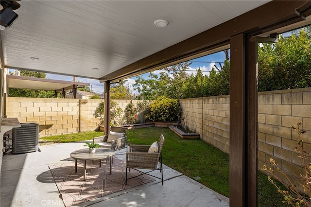 view of patio / terrace featuring central AC unit