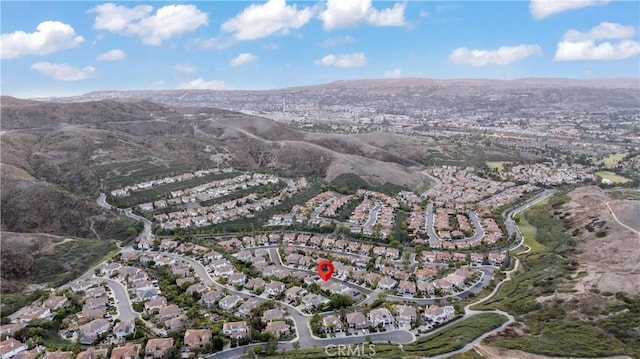 aerial view featuring a residential view and a mountain view