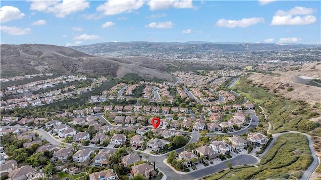 drone / aerial view with a mountain view