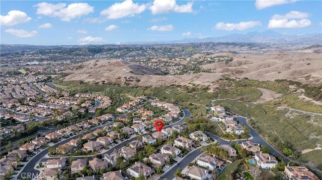 drone / aerial view with a mountain view