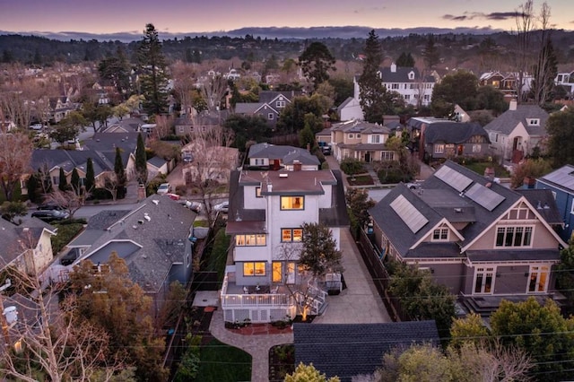 view of aerial view at dusk