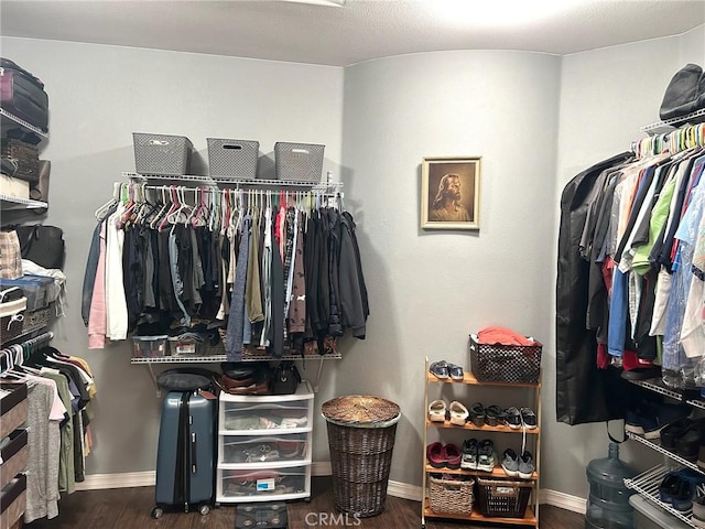 walk in closet featuring dark hardwood / wood-style flooring