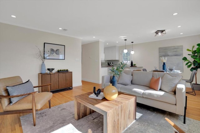 living room featuring light hardwood / wood-style flooring