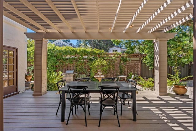 deck featuring a pergola