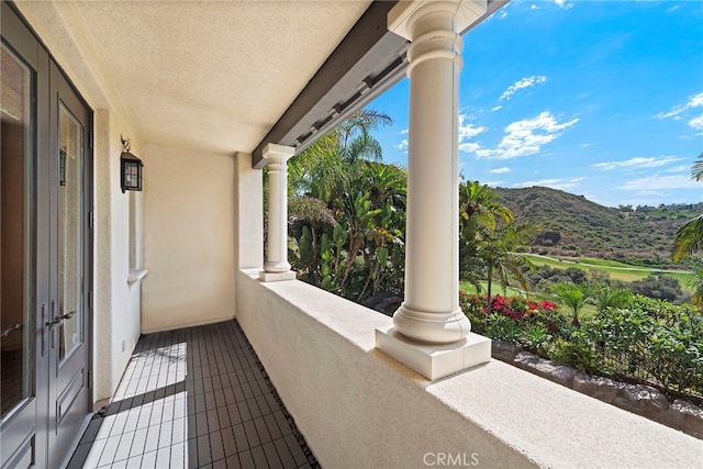 balcony with a mountain view