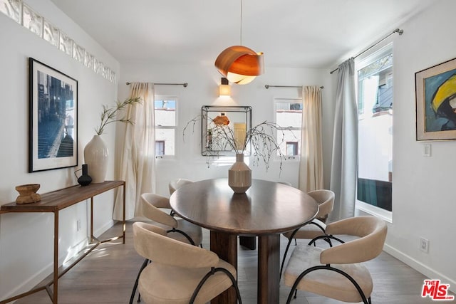 dining room with hardwood / wood-style floors