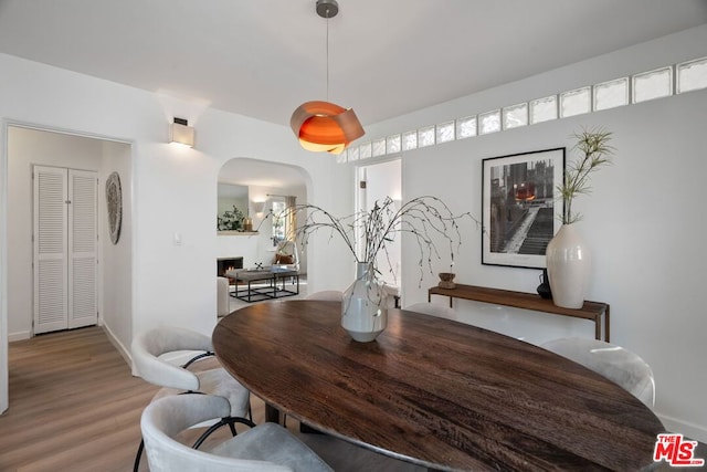 dining room with hardwood / wood-style flooring